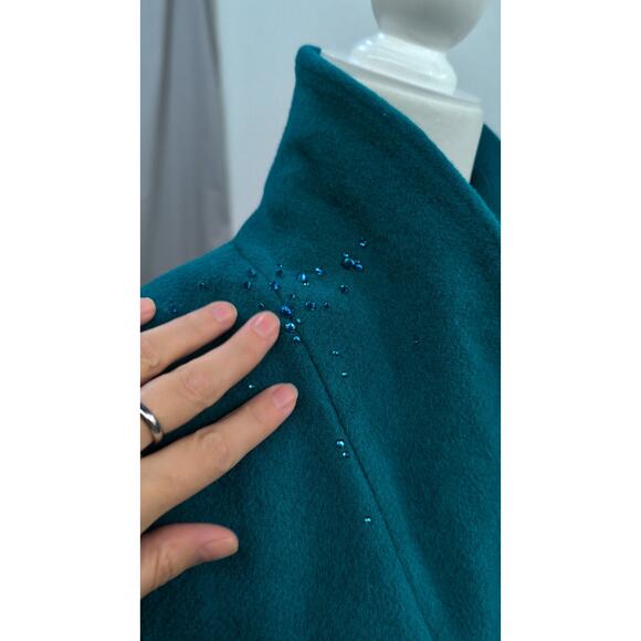 Vintage Teal 100% Wool Coat - Size 6 Petite, Crystal Detail - Picture 8 of 13